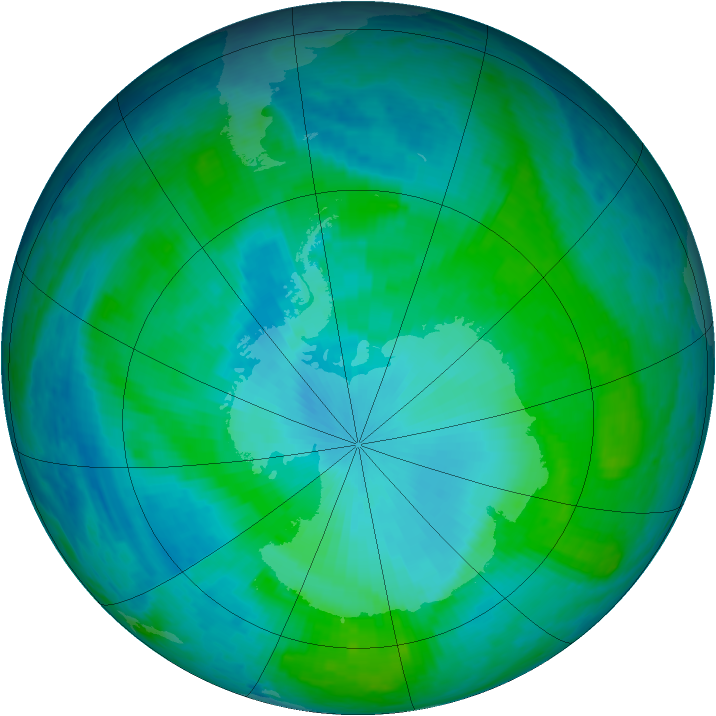 Antarctic ozone map for 20 January 2004